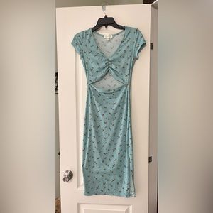 Jessica Simpson Dress Blue Floral Front Cutout